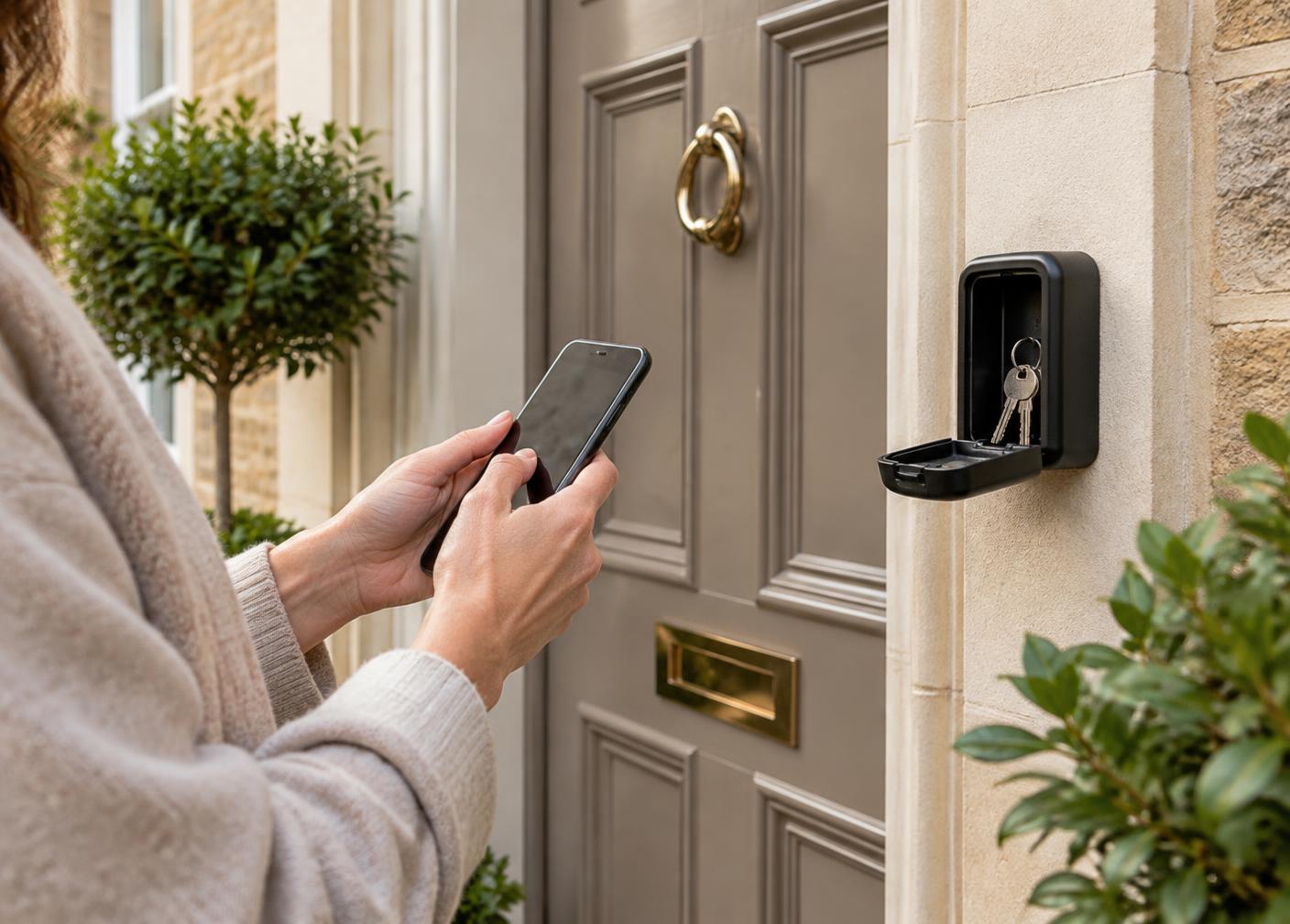 A guest using self check-in at a well-presented property